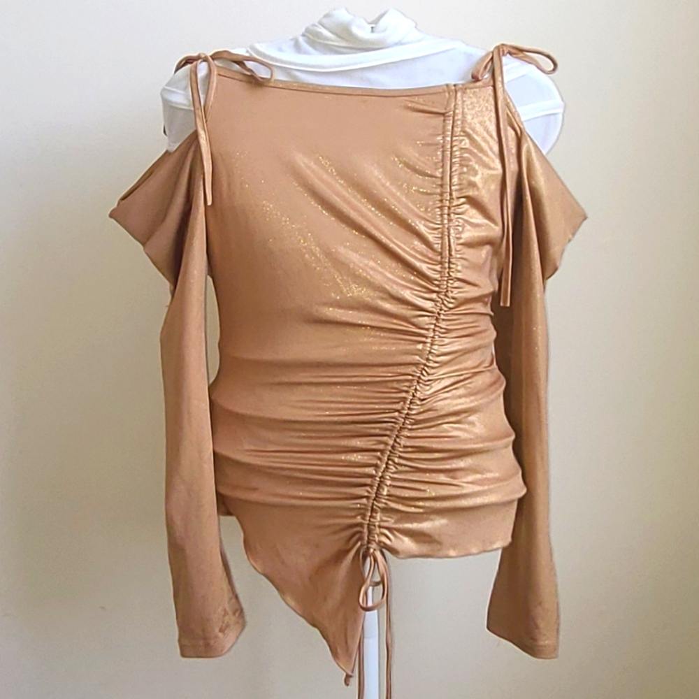 Gold Tie Top Blouse